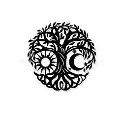 Iron Wall Art Decorations, for Front Porch, Living Room, Kitchen, Tree of Life, Electrophoresis Black, 300x300x1mm(HJEW-WH0067-025)