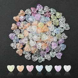 Transparent Crackle Acrylic Beads, Heart, Mixed Color, 9.5x10.5x6.5mm, Hole: 1.8mm(MACR-YW0002-47)