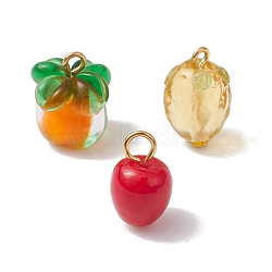Glass Pendants, Fruit, Mixed Shapes, 15~17x9.5~14mm, Hole: 1.6~3.5mm, 3pcs/set(PALLOY-JF02562)