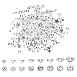 Cubic Zirconia Cabochons, Grade A, Faceted, Diamond, Clear, 0.8~2.5mm, 2400pcs/box(ZIRC-PH0002-20)