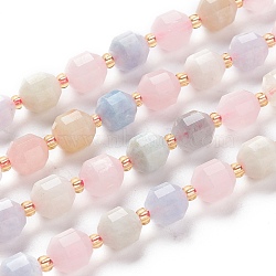 Natural Morganite Beads Strands, Faceted, Round, 7x7x8mm, Hole: 0.8mm, about 38pcs/Strand, 15.35 inches(39cm)(G-K303-A06-8mm)