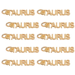 10Pcs Brass Pendants, with Jump Rings, Long-Lasting Plated, Constellation/Zodiac Sign, Golden, Taurus, Taurus: 4x20x1.5mm, Hole: 3mm(KK-SZ0004-36K)