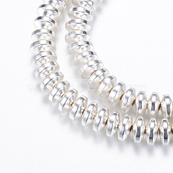 Electroplate Non-magnetic Synthetic Hematite Bead Strands, Rondelle, Silver Plated, 4x2mm, Hole: 1mm, about 180pcs/strand, 15.7 inch(X-G-Q465-19S)