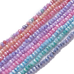 Opaque Glass Beads Strands, Faceted, Rondelle, Mixed Color, 4x3mm, Hole: 0.9mm, about 135pcs/strand, 17.72~17.91''(45~45.5cm)(GLAA-H022-03)