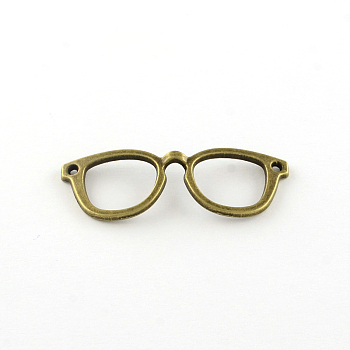 Glasses/Spectacles Tibetan Style Alloy Pendants, Cadmium Free & Lead Free, Antique Bronze, 19.5x55x3mm, Hole: 2mm, about 230pcs/1000g