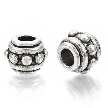 Tibetan Style Alloy European Beads, Large Hole Beads, Cadmium Free & Lead Free, Rondelle, Antique Silver, 11.5x9mm, Hole: 4.5mm, about 380pcs/1000g