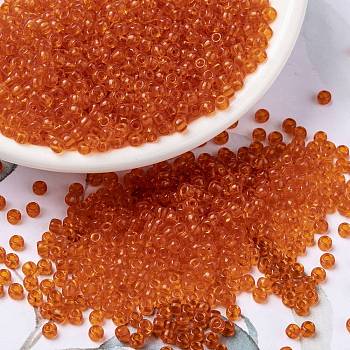 MIYUKI Round Rocailles Beads, Japanese Seed Beads, 8/0, (RR139) Transparent Tangerine, 3mm, Hole: 1mm, about 422~455pcs/10g