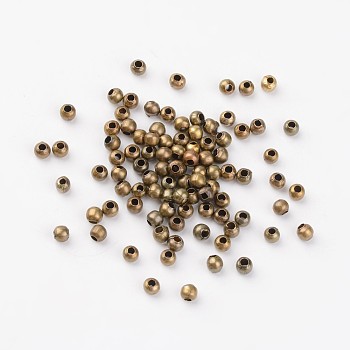 Iron Spacer Beads, Nickel Free, Round, Antique Bronze Color, about 3.2mm in diameter, 3mm thick, hole: 1.2mm