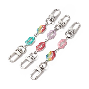 Printed Alloy Link Chain Purse Strap Extenders, with Alloy Swivel Clasps, for Bag Decoration, Lip Pattern, 12.5cm