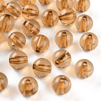 Transparent Acrylic Beads, Round, Sandy Brown, 12x11mm, Hole: 2.5mm, about 566pcs/500g