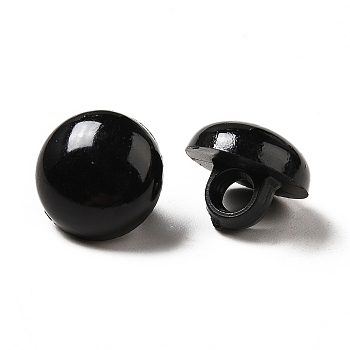 Opaque Acrylic Shank Buttons, 1-Hole, Dyed, Dome, Black,11x4mm, Hole: 2mm