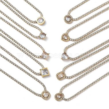 Clear Mixed Shapes Cubic Zirconia Necklaces