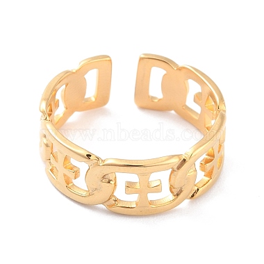 Ионное покрытие (ip) 304 крестообразное кольцо из нержавеющей стали для женщин(RJEW-L103-24G)-2