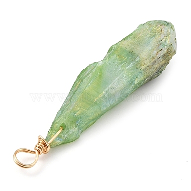 Electroplated Raw Rough Natural Quartz Crystal Copper Wire Wrapped Pendants(PALLOY-JF02409-01)-4