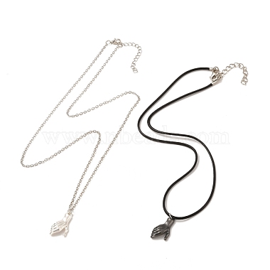 Rack Plating Alloy Hand Pendant Necklaces Sets(NJEW-B081-10)-3