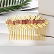 Leaf Natural Strawberry Quartz Chips Hair Combs(PW-WG12843-09)-1