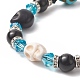 Synthetic Turquoise(Dyed) Skull Braided Beaded Bracelets(BJEW-JB09923-01)-2