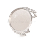 Hollow Heart 304 Stainless Steel Open Cuff Ring Components, Round Bezel Cup Ring Settings, Stainless Steel Color, 9mm, 19mm, Tray Size: 16mm(STAS-F366-08E-P)