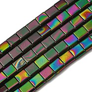 Electroplated Non-magnetic Synthetic Hematite Beads Strands, Square, 2-Hole, Colorful, 6x6x3mm, Hole: 1.2mm, about 69pcs/strand, 15.55 inch(39.5cm)(G-C106-A02-06)
