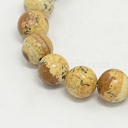 Picture Jasper Round Beads Strands, Camel, 8mm, Hole: 0.8mm, about 48pcs/strand(G-GSR8mmC016)