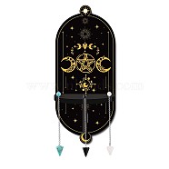 CREATCABIN DIY Oval Poplar Wood Wall Display Stand Decorations, with Natural Black Stone & Synthetic Turquoise & Glass Dowsing Pendulum Pendants and Iron Screw, Star Pattern(DJEW-CN0001-19C)