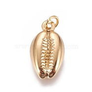 Vacuum Plating 304 Stainless Steel Pendants, Cowrie Shell, Golden, 18.6x10.4x3.6mm, Hole: 5mm(STAS-L222-27G)