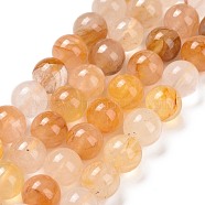 Natural Yellow Hematoid Quartz/Golden Healer Quartz Beads Strands, Round, 10.5mm, Hole: 1.2mm, about 38pcs/strand, 15.16''(38.5cm)(G-E571-05B)