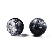 Transparent Crackle Acrylic Beads, Round, Black, 8x7.5mm, Hole: 1.8mm, about 1700pc/500g(CACR-N002-24B)
