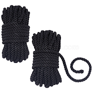 Polyester Cord, Round, Black, 6mm, about 10m/roll(OCOR-WH0067-17B)