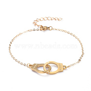 Freedom Handcuff Anklets, with Brass Cable Chains, Iron Chain Extender, 304 Stainless Steel Lobster Claw Clasps, Golden, 9.05 inch(23cm)(X-AJEW-AN00284-01)