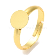 Rack Plating Adjustable Brass Ring Findings, Pad Ring Base Setting Findings, Long-Lasting Plated, Lead Free & Cadmium Free, Round, Golden, Tray: 8mm, US Size 6 3/4(17.1mm)(KK-F090-08G-02)