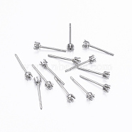 Tarnish Resistant 304 Stainless Steel Stud Earring Settings, Stainless Steel Color, 13.5x3mm, Tray: 2mm, Pin: 0.8mm(X-STAS-H376-96)