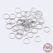 Rhodium Plated 925 Sterling Silver Open Jump Rings, Round Rings, Platinum, 18 Gauge, 6x1mm, Inner Diameter: 4mm, about 78pcs/10g(STER-F036-02P-1x6mm)