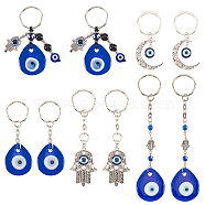 AHADERMAKER 10Pcs 5 Style Lampwork Keychain, Resin Cabochons Keychain and Alloy Enamel Keychain, Evil Eye, Mixed Color, 2pcs/style(KEYC-GA0001-06)