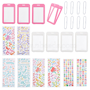 8Pcs Rectangle Plastic Name Card Holders, with 8 Sheets Sparkle PET Stickers and 8Pcs Iron Ball Chain, Mixed Color, 2~116x2~70x2.5~6mm, Hole: 16x5mm(DIY-BC0006-30)