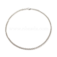 304 Stainless Steel Double Link Rolo Chains Necklace for Women, Stainless Steel Color, 17.72 inch(45cm)(NJEW-JN03892-05)