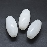 Natural White Jade Two Half Drilled Holes Beads, Oval, 49.5~50x25mm, Hole: 2mm(G-G795-11-17)