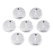 316 Surgical Stainless Steel Charms, Flat Round with Constellation, Stainless Steel Color, Cancer, 10x2mm, Hole: 1mm(STAS-S116-418I-P)