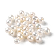 Natural Cultured Freshwater Pearl Beads, Half Drilled, Grade 3A+, Round, WhiteSmoke, 3~3.5mm, Hole: 0.7mm(PEAR-E020-01A)