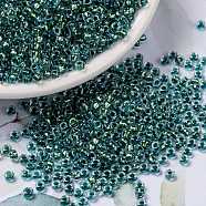 MIYUKI Round Rocailles Beads, Japanese Seed Beads, 8/0, (RR3205) Magic Emerald Marine Lined Crystal, 3mm, Hole: 1mm, about 2111~2277pcs/50g(SEED-X0055-RR3205)