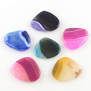 Dyed Teardrop Natural Crackle Agate Pendants, Mixed Color, 42~46x48~54x7~10mm, Hole: 2mm(G-R275-247)