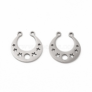 201 Stainless Steel Pendants, U Shape with Hollow Out Star Charms, Stainless Steel Color, 16.5x16x1mm, Hole: 1.4mm(STAS-K251-093P)