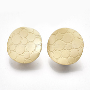 Iron Stud Earring Findings, with Steel Pins and Loop, Flat Round, Matte Gold Color, 20mm, Hole: 4mm, Pin: 0.7mm(IFIN-T010-06)