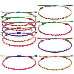 Braided Nylon Thread Cord Bracelets, Colorful, 1/8 inch(0.3cm), Inner Diameter: 2~3-1/8 inch(5~8cm), 5pcs/set(BJEW-SW00049-03)