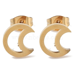 Vacuum Plating 304 Stainless Steel Stud Earrings for Women, Hollow Moon, Golden, 9.5x8.5x1mm(EJEW-A048-43B-G)