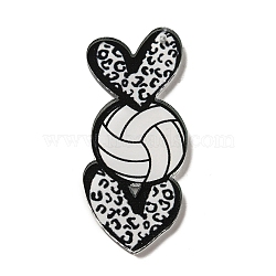 Acrylic Pendants, Heart with Sport Ball, Volleyball, 49.5x20.5x2mm, Hole: 1.2mm(OACR-H041-03C)
