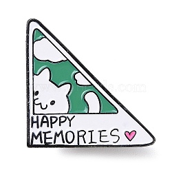 Black Aolly Brooches, Enamel Pins, Triangle with Word Happy Memories, 27.5x27x2mm(JEWB-U005-05D)