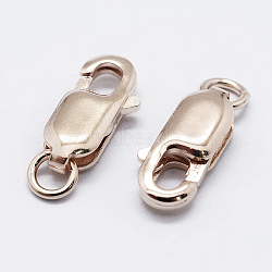 925 Sterling Silver Lobster Claw Clasps, with 925 Stamp, Rose Gold, 8x4x2mm, Hole: 1mm(STER-K167-075A-RG)