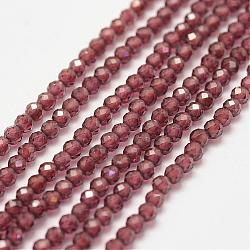 Natural Garnet Bead Strands, Faceted, Round, 2mm, Hole: 0.5mm, about 180pcs/strand, 15.2 inch(G-P279-37-2mm)