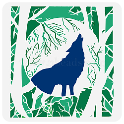 PET Hollow Out Drawing Painting Stencils, for DIY Scrapbook, Photo Album, Wolf Pattern, 30x30cm(DIY-WH0391-0406)